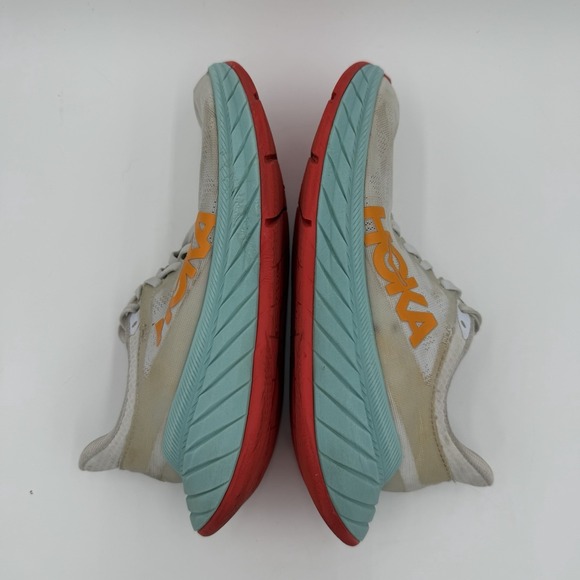 Hoka One One Carbon X 2 Running Shoes Womens 6.5 B White/Blazing Orange - Picture 3 of 8